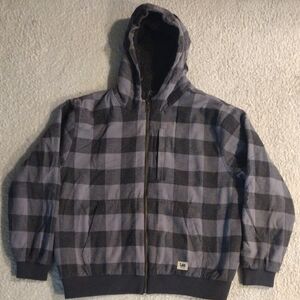 Lee Size XL Gray Black Plaid Hooded Zip Jacket Hoodie